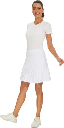 Vista 8 de M MOTEEPI Faldas de golf de 19 pulgadas para mujer, hasta la rodilla, dobladillo con volantes, falda de tenis, falda atlética para entrenamiento