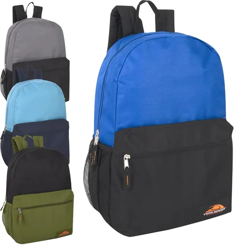 Vista 6 de Trail maker Paquete de 24 mochilas al por mayor para niños, escuela, adultos, deportes, mochilas de bloque de color de 18 pulgadas a granel