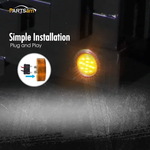 Vista 4 de Partsam 10 marcadores laterales redondos de 2.5 pulgadas para remolque, 13 LED, luces de espacio de 2.5 pulgadas para camión de remolque, sellado