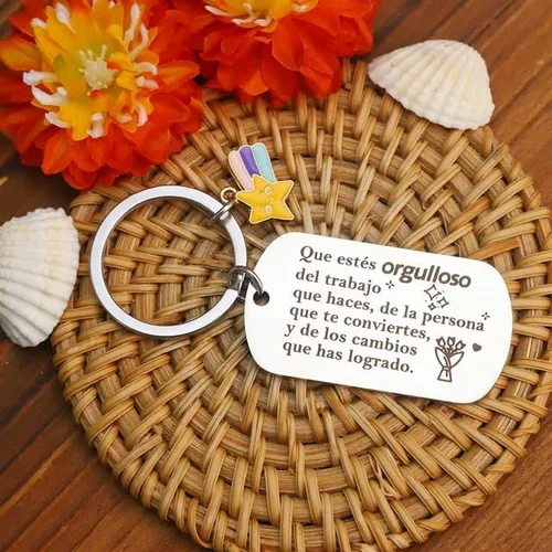 Vista 3 de Llavero inspirador motivaci para amigos españoles, regalos para mujer, regalos para profesores, regalos de enfermera, regalos de compañeros
