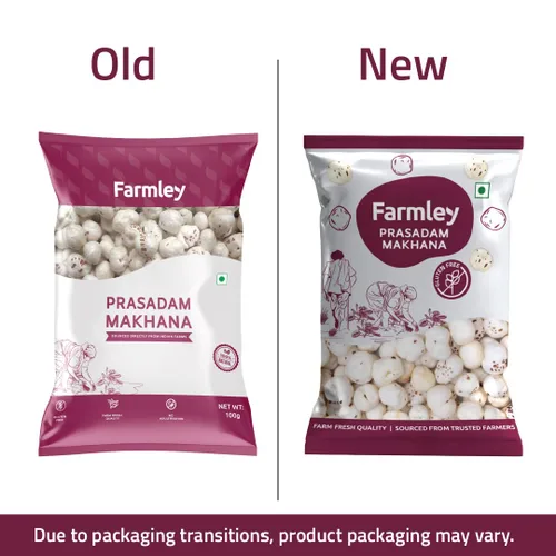 Vista 7 de Farmley Phool Makhana crudo sin gluten Foxnuts crudos, semillas de loto reventadas, 100% natural y crujiente, aperitivo nutritivo alto