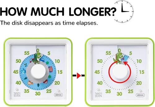 Vista 5 de Temporizador visual con funda protectora, temporizador de cuenta regresiva de 60 minutos para niños, autismo, TDAH, aula, oficina en casa, con reloj