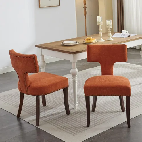 Vista 11 de Set of 2 Counter Height Bar Stools with Farmhouse Linen Upholstery, Curved Backrest Dining Chairs with Hardwood Frame for Kitchen Counter, Table &