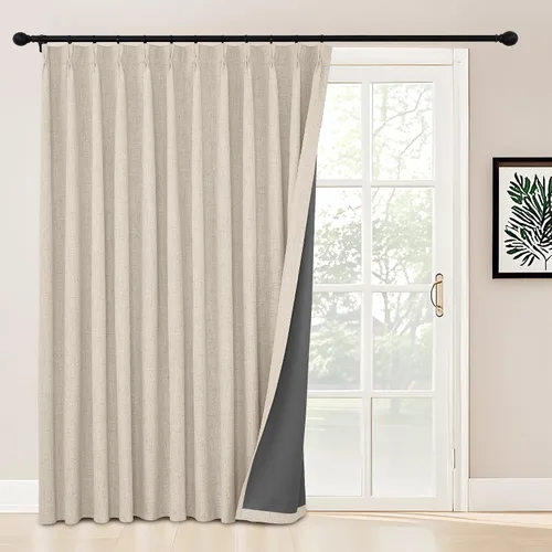Vista 9 de StangH Cortinas Opacas con Pliegues Pinzados para Dormitorio, Cortinas de Ventana con Textura de Lino Beige con Ganchos, Aislante de Energía Neutro