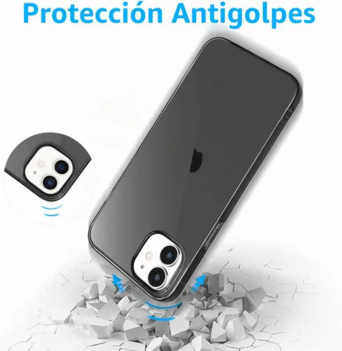Vista 6 de JJGoo Funda compatible con iPhone 11, color negro transparente, suave, absorción de golpes, antiarañazos, a prueba de golpes, funda protectora