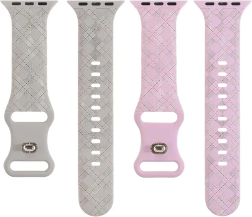 Vista 2 de Correas grabadas a cuadros compatibles con Apple Watch Band de 1.575 in 1.614 in 1.496 in 1.654 in 1.732 in 1.772 in 1.929 in, correa deportiva