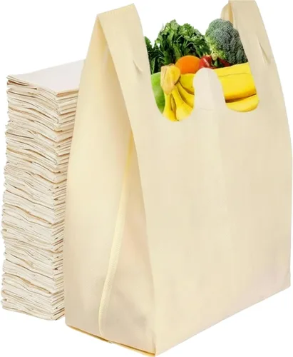 Vista 10 de Simply Cool Bolsas reutilizables ecológicas para camisetas de comestibles de 21.5 x 12.2 x 7.2 pulgadas, 2.12 oz/m², duraderas y lavables, Negro