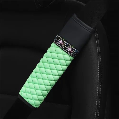 Vista 14 de AICEL - Juego de 2 fundas para cinturón de seguridad de auto, correa de hombro con brillo de strass para una conducción más cómoda, almohadillas