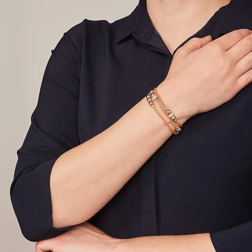 Vista 4 de Fossil - Pulsera de acero inoxidable y cuero genuino para mujer