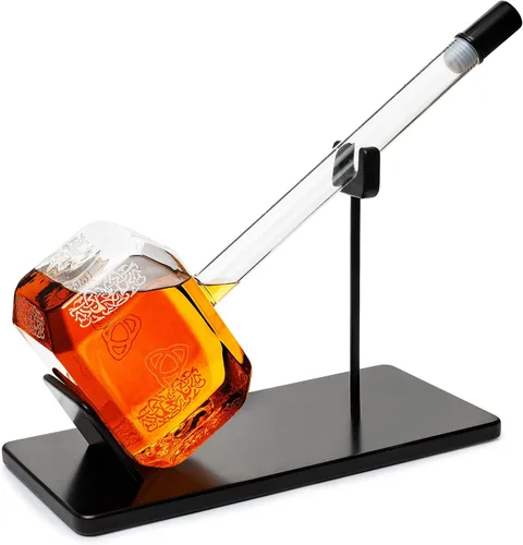 Vista 5 de Regalos vikingos para hombres, papá, padre: decantador grande de whisky y vino Thor Mjölnir, regalo de cumpleaños nórdico de hija, hijo, esposa