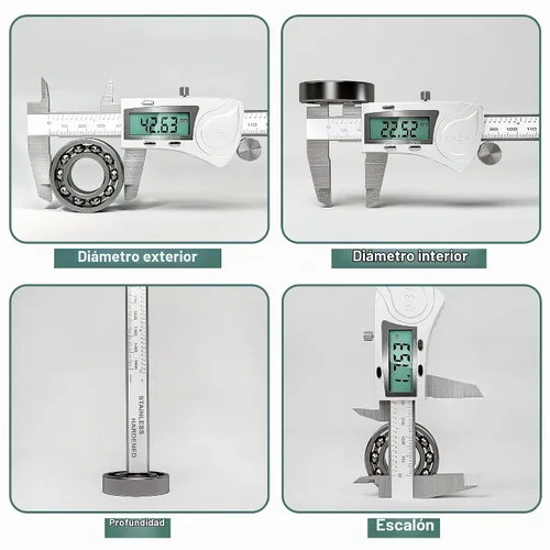Vista 4 de Calibre digital electrónico de Vernier, herramienta de medición, micrometro electrónico impermeable IP54, calibre de vernier de acero inoxidable