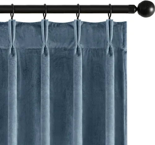 Vista 18 de MIULEE Cortinas opacas plisadas de terciopelo azul marino, 40 x 96 pulgadas
