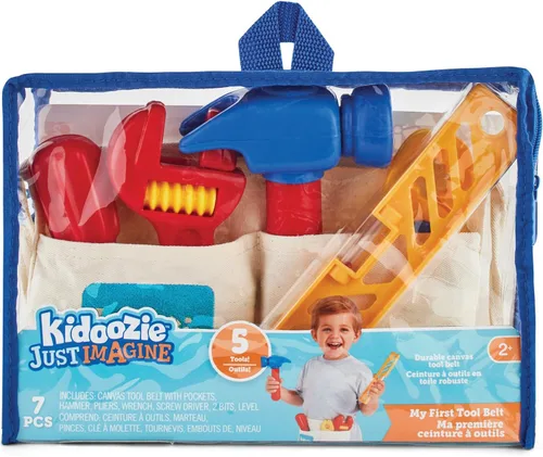Vista 2 de Kidoozie My First Toolbelt - Cinturón de herramientas de juego de simulación con herramientas para niños pequeños y preescolares a partir de 2 años