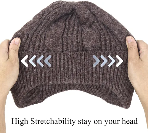 Vista 4 de Muryobao Gorro de invierno para mujer, cálido, suave, elástico y holgado