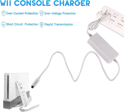 Vista 5 de Kit de accesorios 4 en 1 para Wii adaptador de fuente de alimentación de CA cable de audio compuesto convertidor Wii a HDMI y barra de sensor