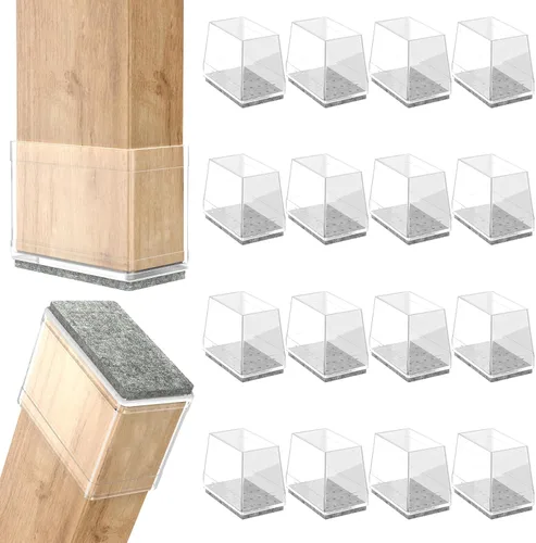 Vista 8 de Protectores cuadrados pequeños de silicona para patas de silla con fieltro envuelto, tapas negras para patas de muebles, antiarañazos antiruido, 16