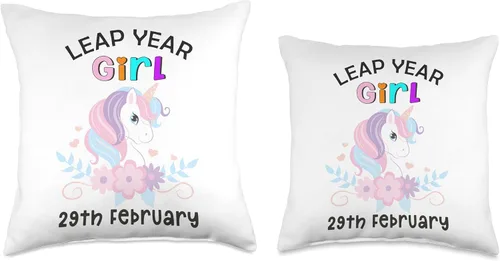 Vista 3 de Almohada de unicornio de cumpleaños para niña del año bisiesto 29 de febrero