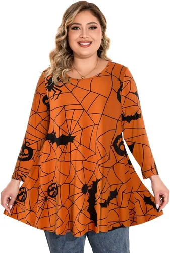 Vista 2 de BELAROI - Camiseta cómoda de manga 34 para mujer, talla grande, ajuste suelto