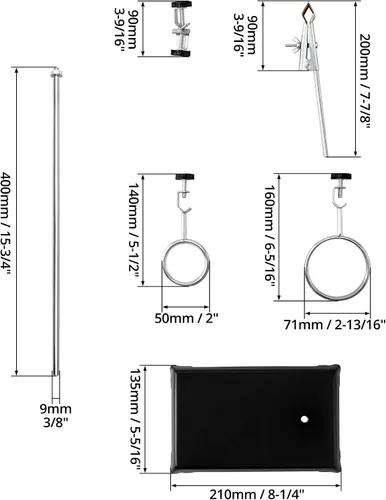 Vista 6 de QWORK Juego de Soportes de Laboratorio, Paquete de 4 Soportes de Laboratorio de Acero con Base de Hierro Fundido, Varilla de 16" L con Abrazadera