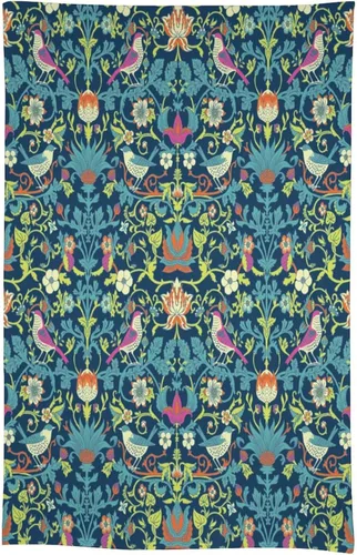 Vista 365 de Mantel Floral Retro de Pájaros, Diseño Original Bohemio William Morris Estampado Cubierta de Mesa para Hogar Picnic Fiesta Comedor Cocina William