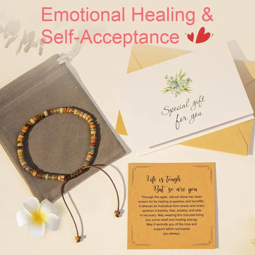 Vista 7 de ZOKCC Pulseras de regalo inspiradoras para mujer, pulseras de piedra natural curativa, regalos de recupérate pronto para mujeres, mejores amigas