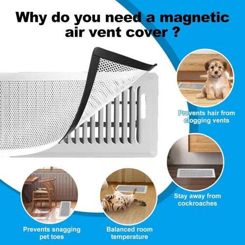 Vista 5 de 4 fundas magnéticas de ventilación blancas, cubiertas magnéticas de ventilación de 4 x 10 pulgadas con pantalla de malla para registros