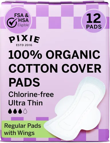 Vista 12 de Pixie - Almohadillas posparto ultra finas de algodón orgánico para mujer, absorción extra abundante con alas, a prueba de fugas, hipoalergénicas