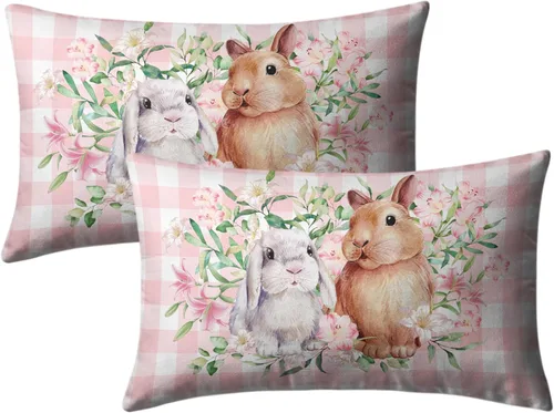 Vista 87 de Juego de 2 fundas de almohada abstractas bohemias de 16 x 16 pulgadas, modernas fundas de almohada de mediados de siglo, diseño de hojas verdes