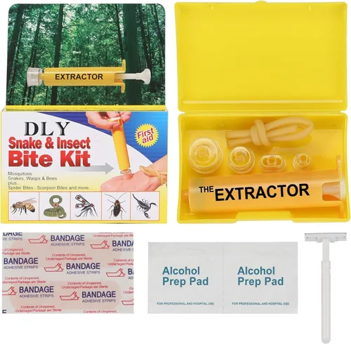 Vista 8 de Kit de mordida de serpiente, kit de picadura de abeja, suministros de primeros auxilios de emergencia, bomba de succión para extractor de veneno
