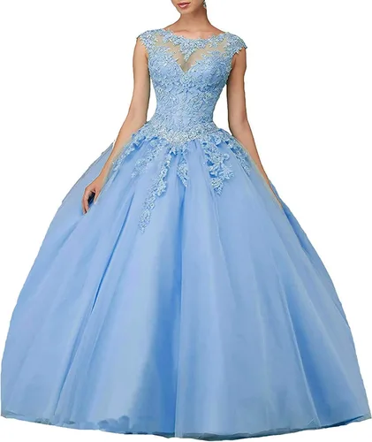 Vista 15 de QXMYOO Vestido de Gala de Quinceañera Sweet 16 Fiesta de Graduación Vestido de Princesa para Adolescentes Negro (Style1-Black)
