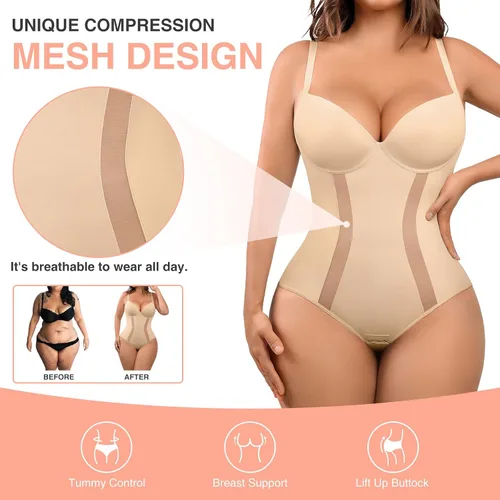 Vista 3 de FeelinGirl Body moldeador de tanga para mujer, control de abdomen, moldeador de cuerpo, fajas colombianas, corsé de entrenamiento de cintura