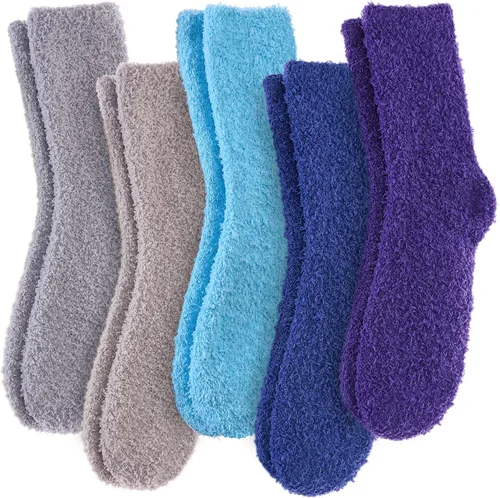 Vista 10 de Calcetines mullidos para mujer, esponjosos, cálidos, tipo pantufla de invierno, de microfibra, suaves, para dormir en casa 1 par Blanco