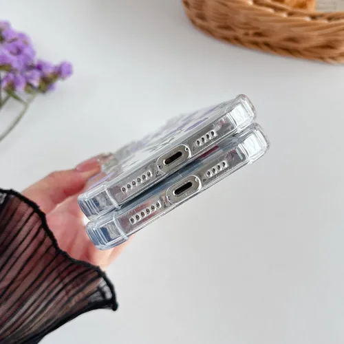 Vista 4 de DEFBSC Funda suave compatible con iPhone 14 Pro, diseño de estampado floral transparente, TPU flexible, a prueba de golpes, para mujeres y niñas
