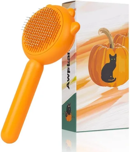 Vista 11 de Cepillo para perros de pelo corto o largo, cepillo de perro con forma de rana con botón de liberación, cepillo de pelo de perro, cepillo de aseo