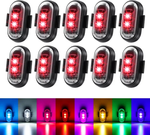 Vista 9 de 8 piezas de luces estroboscópicas LED inalámbricas con control remoto, 8 colores IP65 impermeables, luces estroboscópicas USB anticolisión de 3