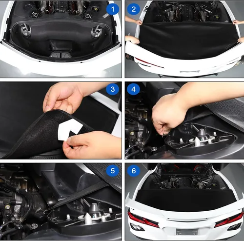 Vista 6 de Funda trasera para maletero compatible con Chevrolet Corvette C8 Stingray 2020-2026, cubierta de seguridad de cuero para maletero trasero, Negro