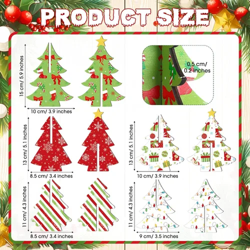 Vista 2 de Bucherry 5 piezas de árboles de Navidad de madera, decoraciones de mesa, árboles de Navidad rústicos 3D, centros de mesa de Navidad, letreros