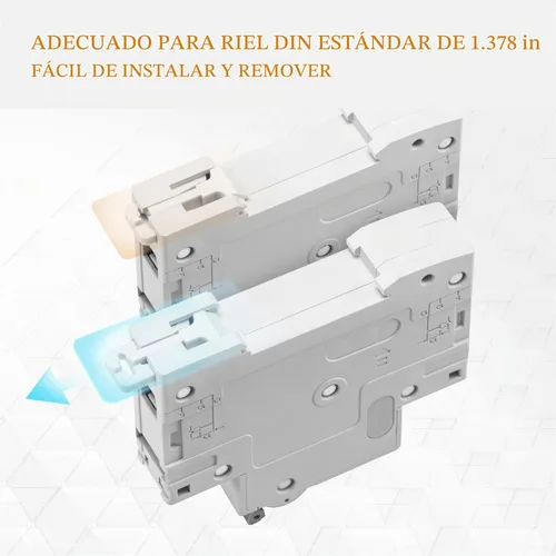 Vista 4 de Disyuntor DC 25A, montaje en riel DIN de 1 polo, interruptor de desconexión solar fotovoltaica de 250 V, protección contra sobrecorriente
