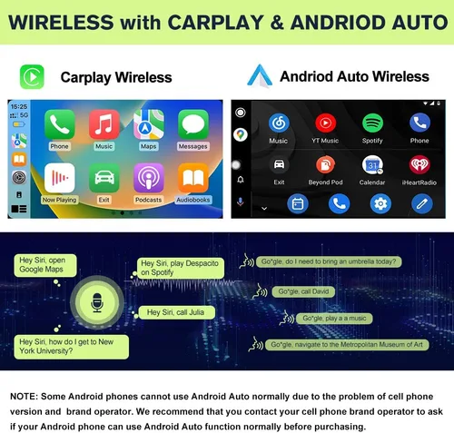 Vista 4 de Estéreo de coche DIN universal Android 13 2GB+32GB 10 pulgadas pantalla táctil giratoria con CarPlay/AndroidAuto/Mirror Link