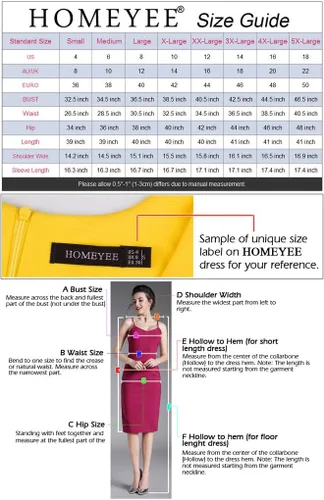 Vista 7 de HOMEYEE B288 - Vestido formal y elegante moderno al cuerpo para mujer