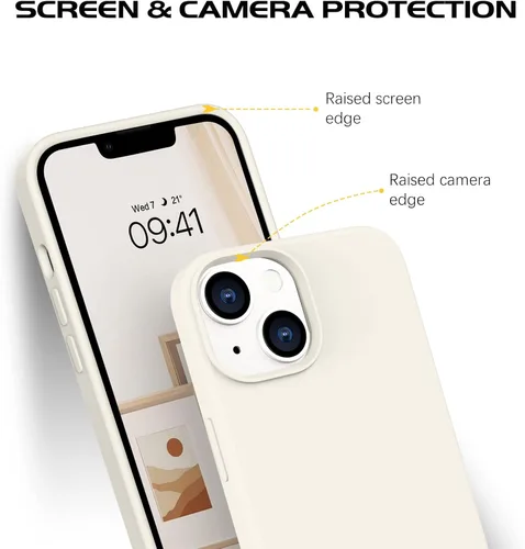 Vista 8 de DOMAVER Funda de silicona líquida para iPhone 14 para mujeres y hombres, cojín de forro de microfibra de goma, funda suave a prueba de golpes