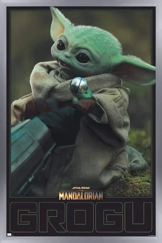 Vista 10 de Trends International Star Wars: The Mandalorian Season 2 - Póster de pared Grogu, 22.4 pulgadas de largo x 14.7 pulgadas, versión enmarcada