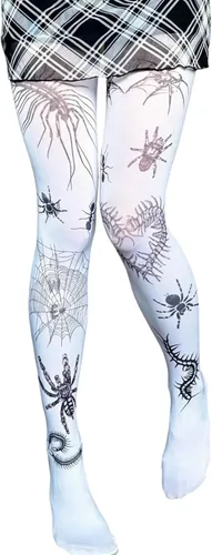 Vista 11 de RICHTRUE Whimsy Twee Funky - Mallas estampadas para mujeres, adolescentes y niñas, Emo Goth Cool 2000s Fun Printed Tights Y2k Grunge Alt Clothes