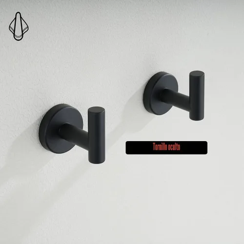 Vista 7 de JQK TH100-PB-P2 - Gancho negro para toallas de baño, cocina, garaje, montaje en la pared (paquete de 2), acero inoxidable 304 negro mate, TH100-PB-P2