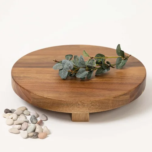 Vista 2 de Kurrajong Farmhouse Bundle Special - Soporte redondo de pedestal de madera con 3 suculentas falsas en macetas