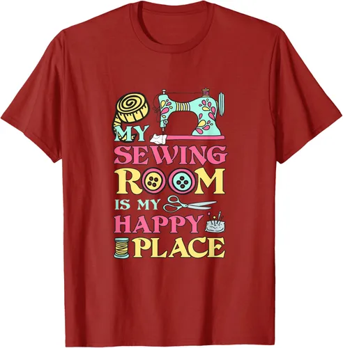Vista 4 de Costura is my Happy Place diseño de una playera, mujer S, Arándano