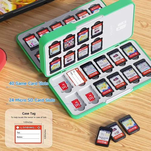Vista 4 de JINGDU 40-Slot Traceable Switch Game Case Compatible with Nintendo Switch Games, Holds 40 Switch Game Cards and 24 Micro SD Cards, with Hidden