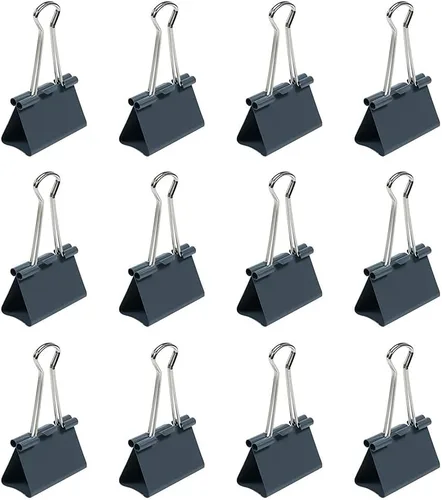 Vista 2 de Broches para Carpetas JAM PAPER - Grandes - 1 1/2 Pulgadas (41 mm) - Clips para Carpetas Grises - Paquete de 12
