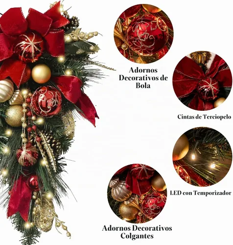 Vista 5 de Valery Madelyn Botín de lágrima de Navidad preiluminado para decoración al aire libre, decoración de buzón de 24 pulgadas con 20 luces LED, cinta