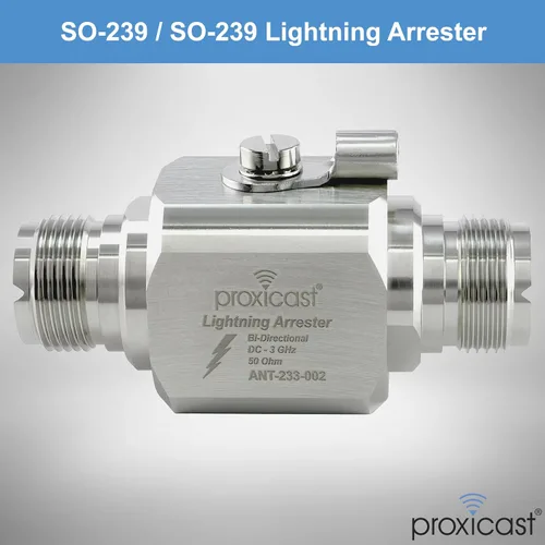 Vista 2 de Proxicast Pararayos/Supresor Coaxial con Conectores Hembra UHF SO-239 - Protector de Sobretensiones de Cable Coaxial de Grado Profesional para RF